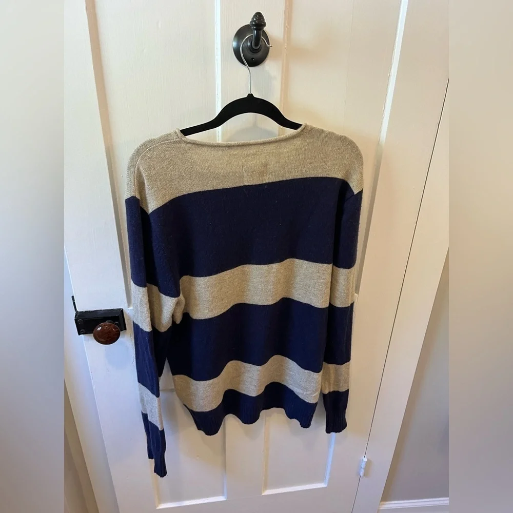 Life/After/Denim Wool Blend Stripe Navy Blue Sweater Size Large